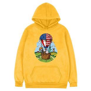 Balloon Printed Fleece Hooded Sweatshirt Print On Your Demand, Size:XXXL(Yellow)