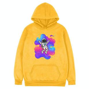 Astronaut Printed Fleece Hooded Sweatshirt Print On Your Demand, Size:XS(Yellow)