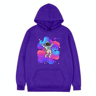 Astronaut Printed Fleece Hooded Sweatshirt Print On Your Demand, Size:XS(Purple)