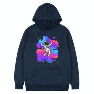 Astronaut Printed Fleece Hooded Sweatshirt Print On Your Demand, Size:M(Navy Blue)