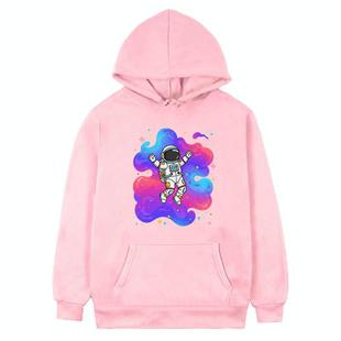 Astronaut Printed Fleece Hooded Sweatshirt Print On Your Demand, Size:M(Pink)