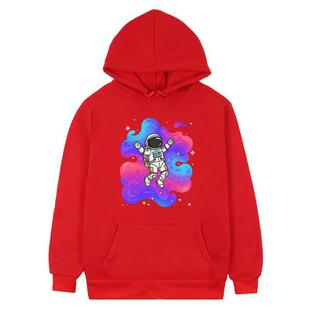 Astronaut Printed Fleece Hooded Sweatshirt Print On Your Demand, Size:M(Red)