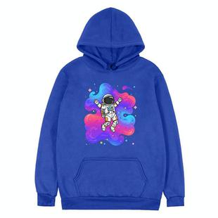 Astronaut Printed Fleece Hooded Sweatshirt Print On Your Demand, Size:M(Blue)