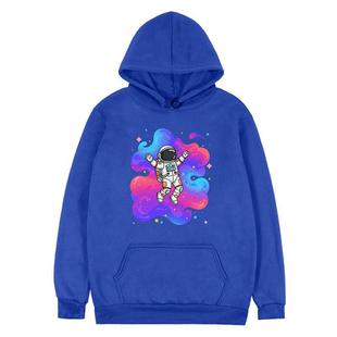 Astronaut Printed Fleece Hooded Sweatshirt Print On Your Demand, Size:XXL(Blue)