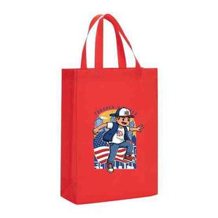 Boy Printed Non-woven Fabric Bag Print On Your Demand, Size:35x25x10cm(Red)