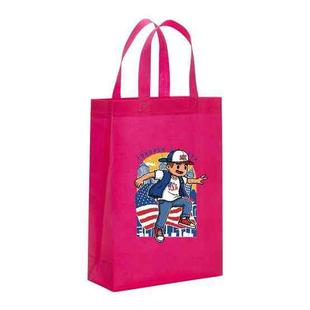 Boy Printed Non-woven Fabric Bag Print On Your Demand, Size:35x25x10cm(Rose Red)