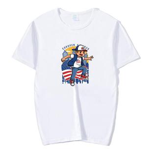 Boy Printed Round Neck Modal Short Sleeve T-shirt Print On Your Demand, Size:S(White)