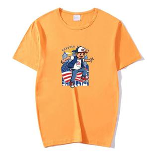Boy Printed Round Neck Modal Short Sleeve T-shirt Print On Your Demand, Size:S(Orange)