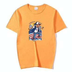 Boy Printed Round Neck Modal Short Sleeve T-shirt Print On Your Demand, Size:XL(Yellow)