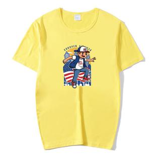 Boy Printed Round Neck Modal Short Sleeve T-shirt Print On Your Demand, Size:XXXL(Red)