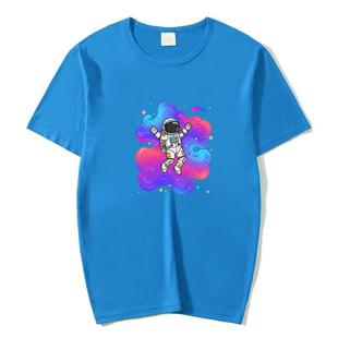 Astronaut Printed Round Neck Modal Short Sleeve T-shirt Print On Your Demand, Size:XXL(Grey)