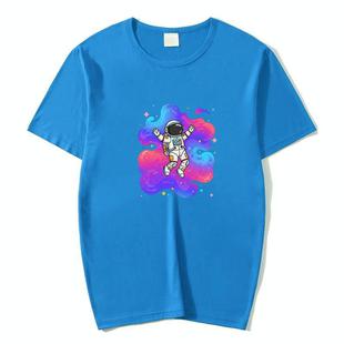 Astronaut Printed Round Neck Modal Short Sleeve T-shirt Print On Your Demand, Size:XXXXXL(Grey)