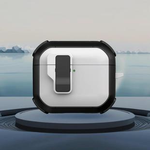 For AirPods 4 Starship Wireless Earphones Case with Magnetic Switch(White Black)