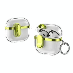 For AirPods 4 Electroplating Transparent Wireless Earphones Case with Security Lock(Light Green)