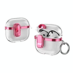 For AirPods 4 Electroplating Transparent Wireless Earphones Case with Security Lock(Pink)