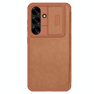 For Samsung Galaxy S25+ 5G NILLKIN QIN Series Pro Sliding Camera Cover Design Leather Phone Case(Brown)