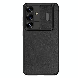 For Samsung Galaxy S25+ 5G NILLKIN QIN Series Pro Sliding Camera Cover Design Leather Phone Case(Black)