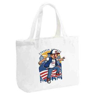 Boy Printed Canvas Handbag Digital Print On Your Demand, Size:20x30x10cm(White)