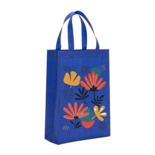 Flowers Printed Non-woven Fabric Bag Print On Your Demand, Size:35x25x10cm(Royal Blue)