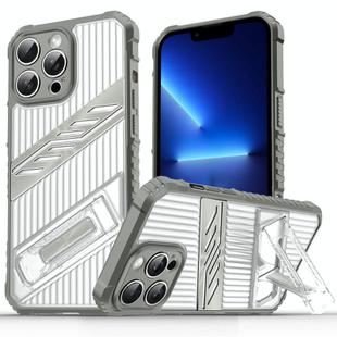 For iPhone 13 Pro Max Plating Holder PC Hybrid TPU Phone Case(Space Gray)