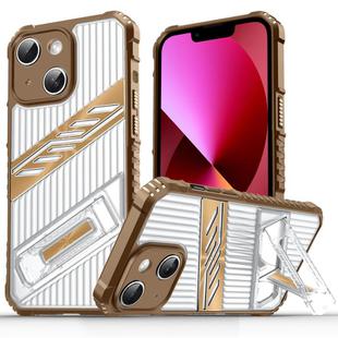 For iPhone 13 Plating Holder PC Hybrid TPU Phone Case(Desert Gold)