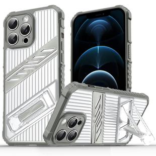 For iPhone 12 Pro Max Plating Holder PC Hybrid TPU Phone Case(Space Gray)