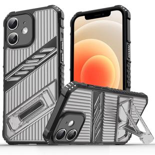 For iPhone 12 Plating Holder PC Hybrid TPU Phone Case(Gray Black)