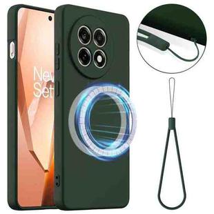 For OnePlus 13R / Ace 5 / Ace 5 Pro Shockproof Silicone Magsafe Phone Case(Dark Green)