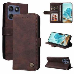 For Motorola Edge 60 Fusion / Edge 5G 2025 Skin Feel Life Tree Metal Button Leather Phone Case(Brown)