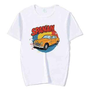 Car Printed Round Neck Modal Short Sleeve T-shirt Print On Your Demand, Size:S(White)