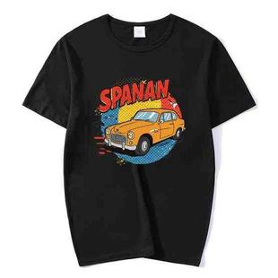 Car Printed Round Neck Modal Short Sleeve T-shirt Print On Your Demand, Size:M(Black)