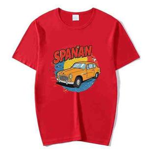 Car Printed Round Neck Modal Short Sleeve T-shirt Print On Your Demand, Size:XXL(Red)