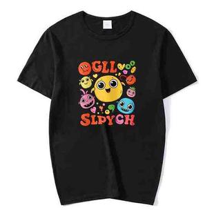 Funny Face Printed Round Neck Modal Short Sleeve T-shirt Print On Your Demand, Size:L(Black)