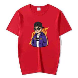 Hipster Printed Round Neck Modal Short Sleeve T-shirt Print On Your Demand, Size:XXXL(Red)