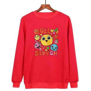 Funny Face Printed Casual Loose Round Neck Sweatshirt Print On Your Demand, Size:XS(Red)