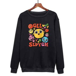 Funny Face Printed Casual Loose Round Neck Sweatshirt Print On Your Demand, Size:S(Black)