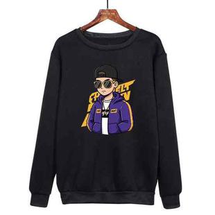 Hipster Printed Casual Loose Round Neck Sweatshirt Print On Your Demand, Size:S(Black)