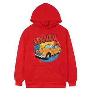 Car Printed Fleece Hooded Sweatshirt Print On Your Demand, Size:XS(Red)