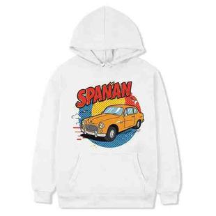Car Printed Fleece Hooded Sweatshirt Print On Your Demand, Size:XL(White)