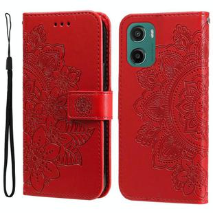 For Motorola Moto G05 / E15 Seven-petal Flowers Embossing Leather Phone Case(Red)