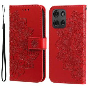 For Motorola Moto G75 5G Seven-petal Flowers Embossing Leather Phone Case(Red)