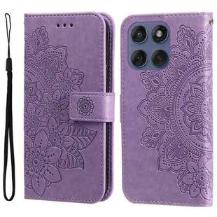 For Motorola Edge 60 Fusion / Edge 5G 2025 Seven-petal Flowers Embossing Leather Phone Case(Light Purple)