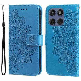 For Motorola Edge 60 Fusion / Edge 5G 2025 Seven-petal Flowers Embossing Leather Phone Case(Blue)