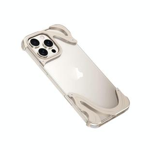 For iPhone 15 Pro Max Dolphin Metal Hybrid PC Transparent Back Panel Phone Case(Titanium)