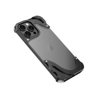 For iPhone 15 Pro Dolphin Metal Hybrid PC Transparent Back Panel Phone Case(Black)