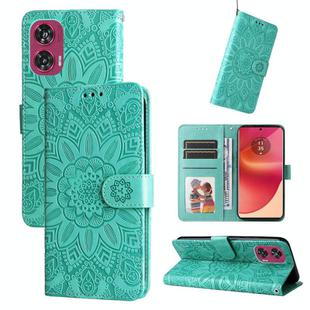 For Motorola Edge 50 Fusion Embossed Sunflower Leather Phone Case(Green)