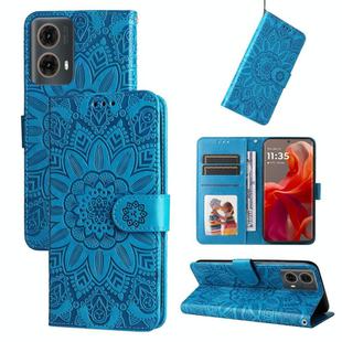 For Motorola Moto G85 / S50 Neo Embossed Sunflower Leather Phone Case(Blue)
