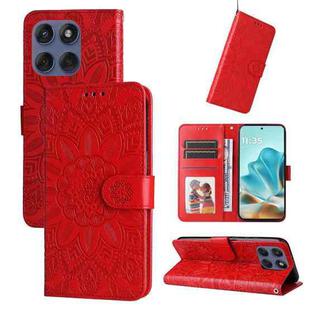 For Motorola Edge 60 Fusion / Edge 5G 2025 Embossed Sunflower Leather Phone Case(Red)