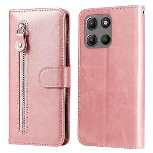 For Motorola Moto G15 / G15 Power Fashion Calf Texture Zipper Leather Phone Case(Rose Gold)