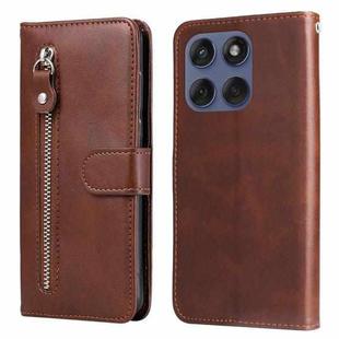For Motorola Edge 60 Fusion / Edge 5G 2025 Fashion Calf Texture Zipper Leather Phone Case(Brown)